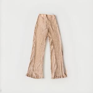 PRETTYLITTLETHING Wide-Leg Pants Beige Crepe Stretch High Rise chic Luxury Sz 6